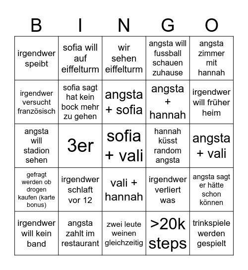 paris Bingo Card