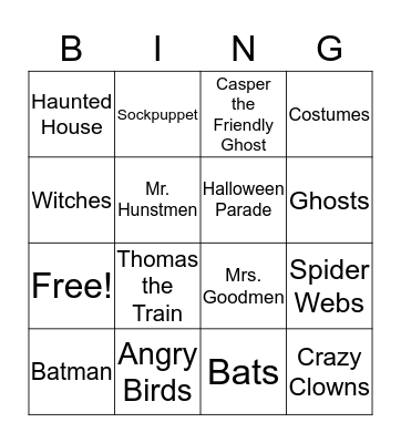 Halloween Bingo Card