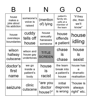 House MD Bingo Card