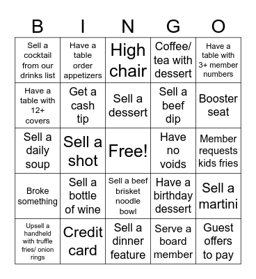 Server Bingo Card