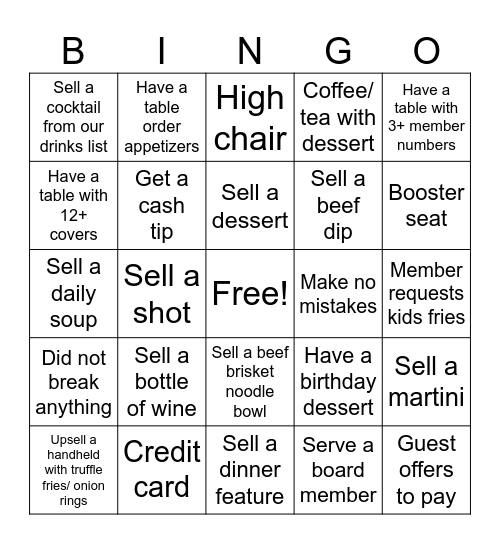 Server Bingo Card