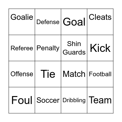 Soccer Bingo Card