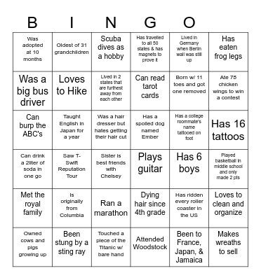 Staff Bingo Card