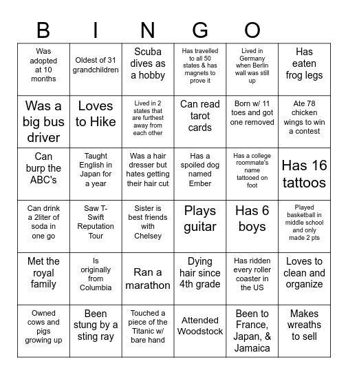 Staff Bingo Card