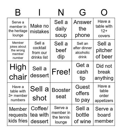Server Bingo Card