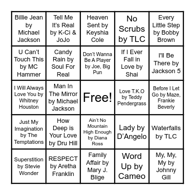 R&B Bingo Card