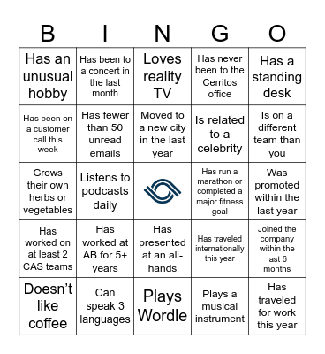 CAS Bingo Card