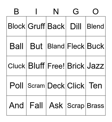 Phonics Bingo Card