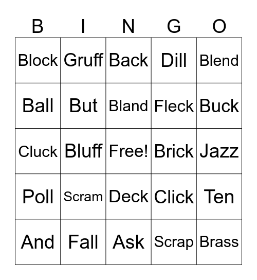 Phonics Bingo Card