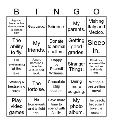 BINGO MATCH-UP Bingo Card