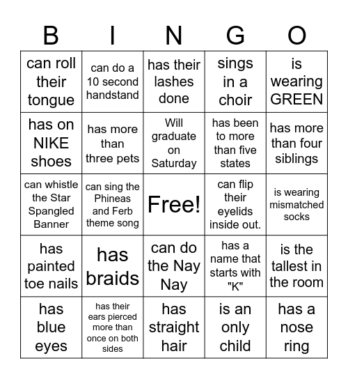 Find a person who... Bingo Card
