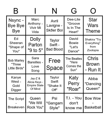 MUSIC! MUSIC! MUSIC! Bingo Card