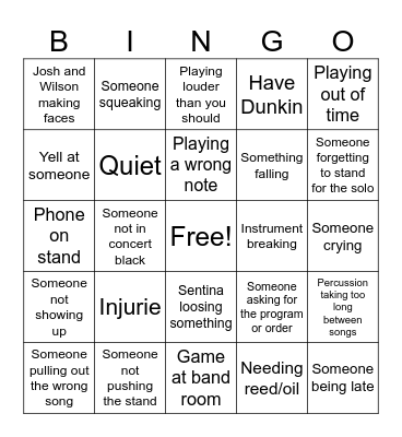 Concert day! Bingo Card