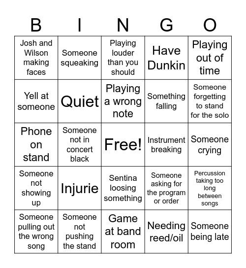 Concert day! Bingo Card