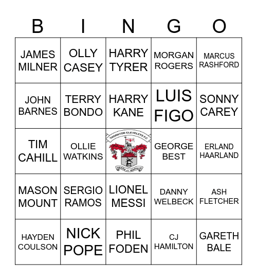 TCFC U13 REDS FOOTBALL BINGO Card