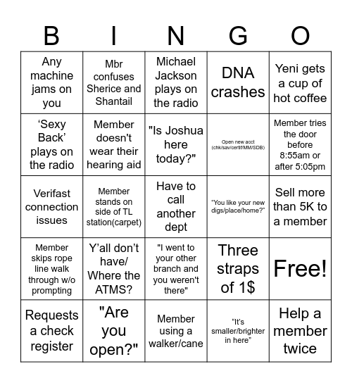 Branch Bingo Card