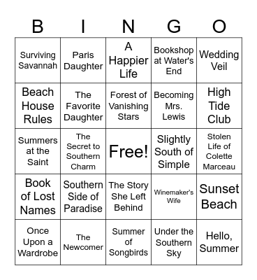 May Book Club Bingo Card