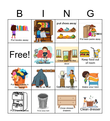 Bedroom Cleaning Bingo! Bingo Card