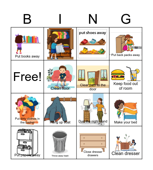 Bedroom Cleaning Bingo! Bingo Card