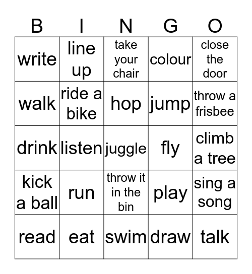 At the park                    IE1 U7 Bingo Card