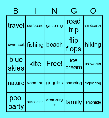 Summer Bingo Card