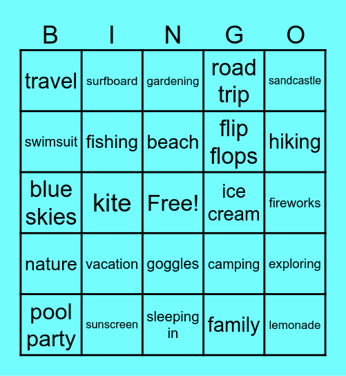 Summer Bingo Card