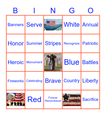 Memorial Day Bingo Card