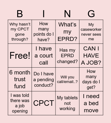 OPEN DOOR Bingo Card