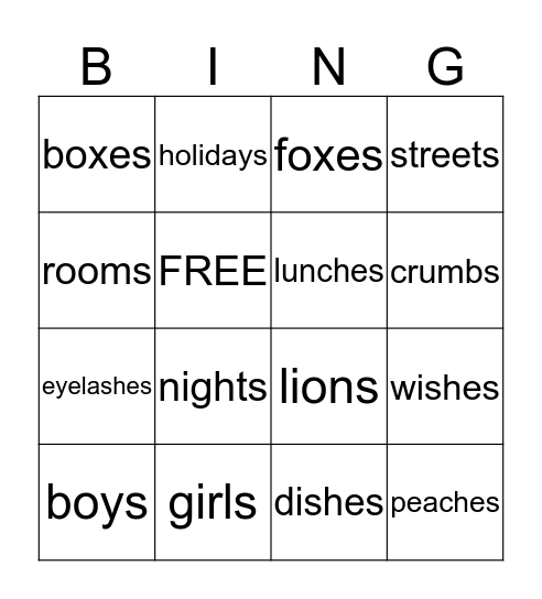 Lesson 5 Bingo Card