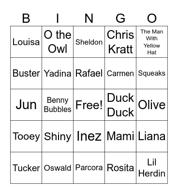 PBS Kids Bingo Card