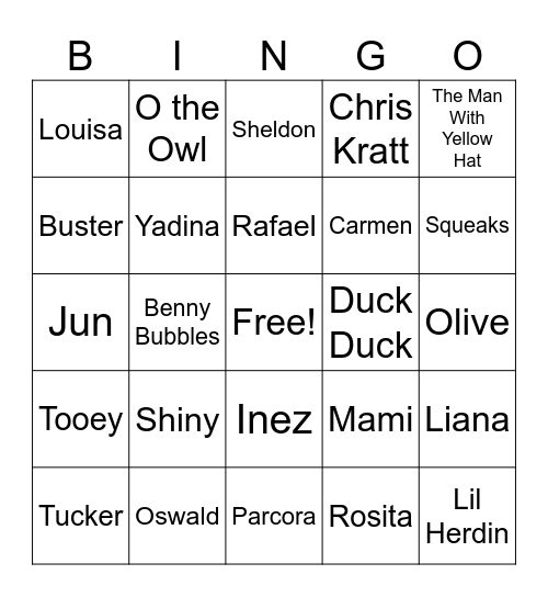 PBS Kids Bingo Card