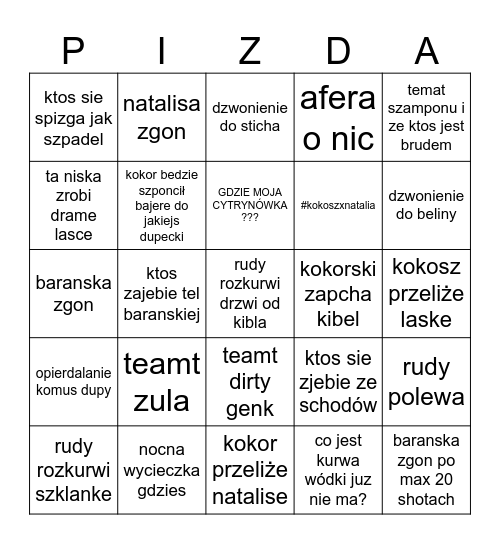 działkowe bingo Card