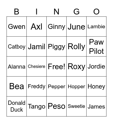 Disney Junior Bingo Card