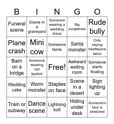 Beetlejuice Bingo Card
