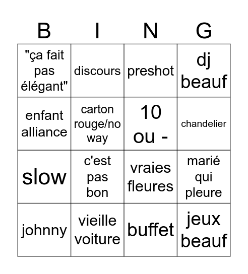 nancy José Bingo Card