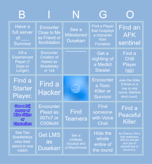 Forsaken Bluugo Bingo Card