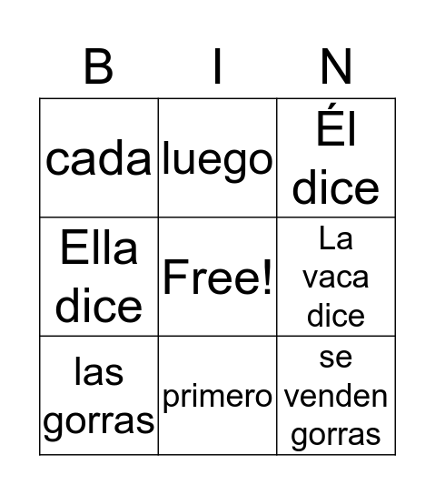 REPASO Bingo Card