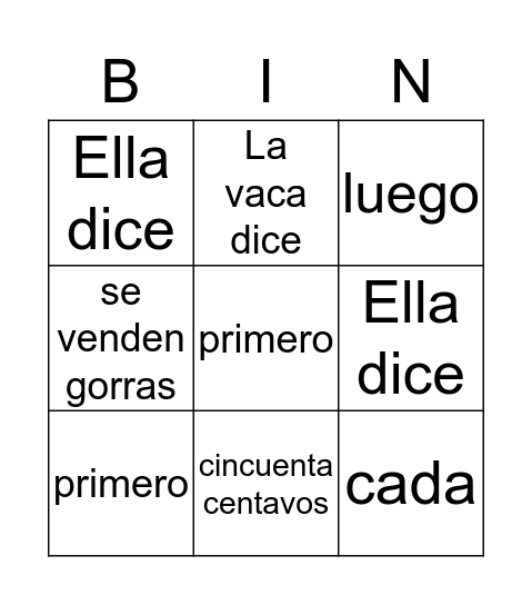 REPASO Bingo Card