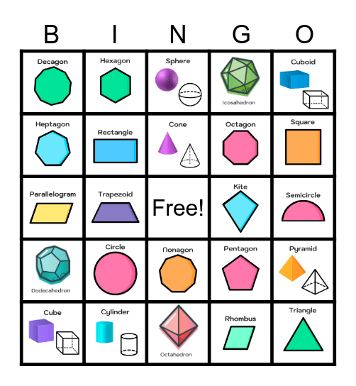 Geometric Shapes Bingo Card
