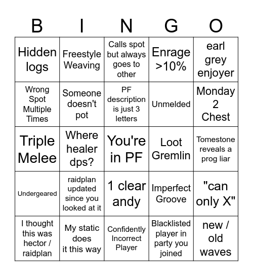 Cruiserweight Bingo Card