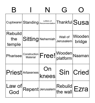 Lesson #4 Bingo Card