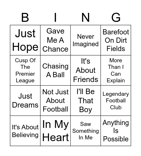 SUFC Board Member Bingo Card