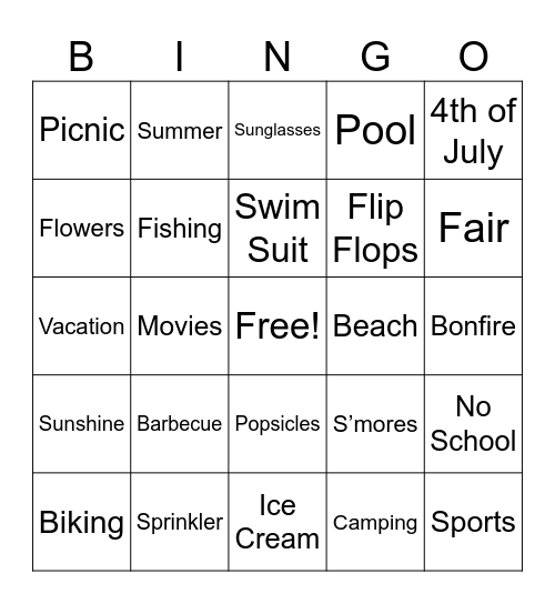 SUMMER BINGO Card