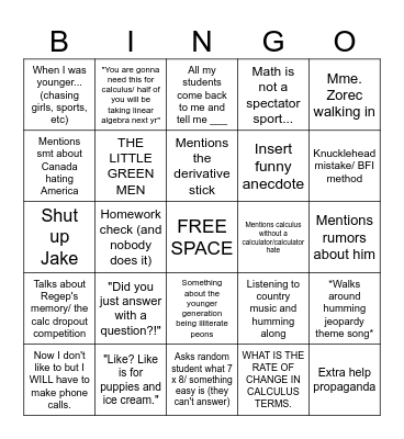Shappy bingo Card