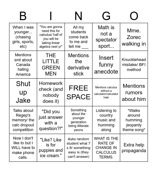 Shappy bingo Card