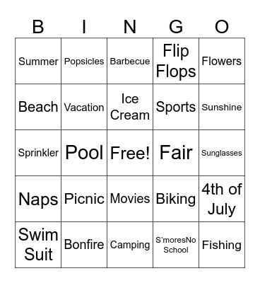 SUMMER BINGO Card