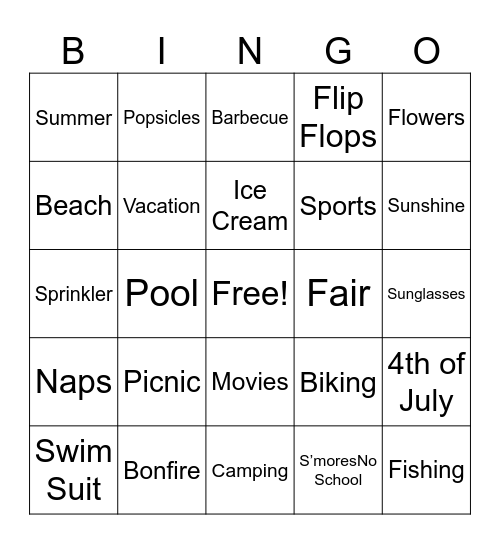 SUMMER BINGO Card