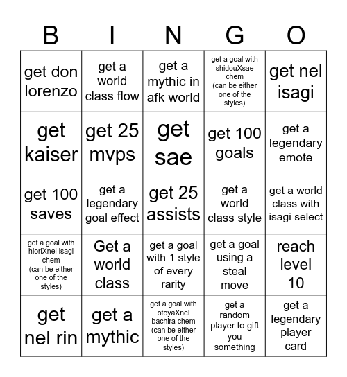 Blue lock rivals bingo Card