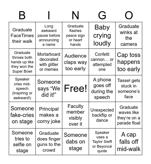 HVA Graduation 2025 Bingo Card