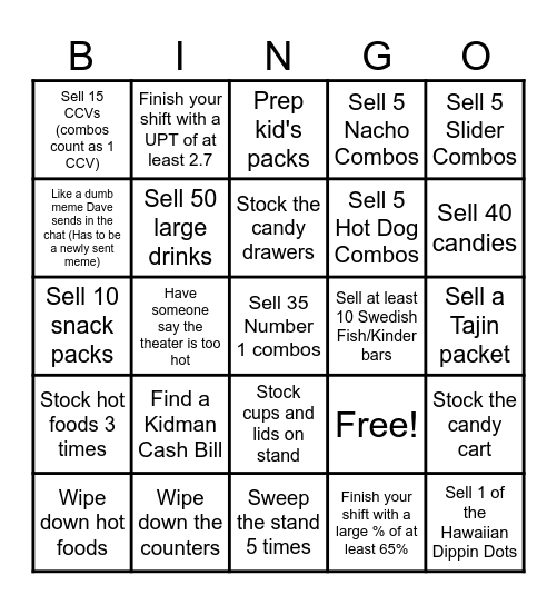 Stand BINGO Card